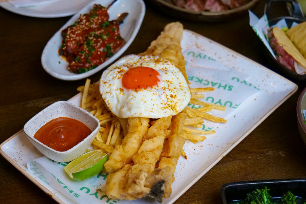 Soho food fried egg fish